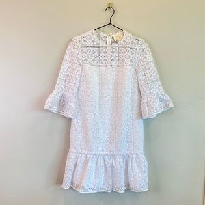 KATE SPADE Scenic Route White Lace Flounce Shift Dress Casual Wedding